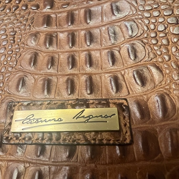 Etienne Aigner Croc embossed brown leather satchel - Picture 2 of 16